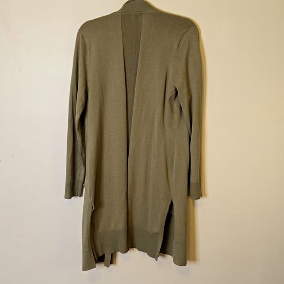 Long Olive Open Front sweater size Large - Picture 6 of 6